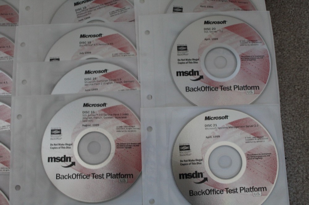 1999 MSDN BackOffice Test Platform Software 1 thru 16 and 19 thru 21