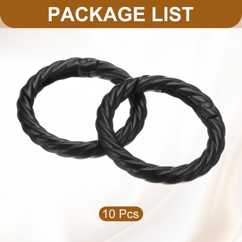 10Pcs Spring O Rings 1" Round Trigger Snap Hook Circle Black Key Ring Clip