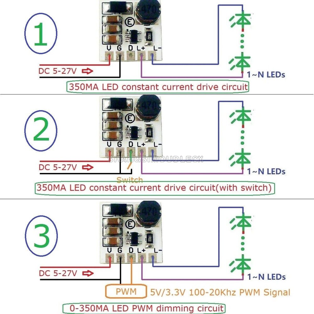 2/5/10PCS DC 5-27V Step-down LED Driver Module Adjustable PWM Controller