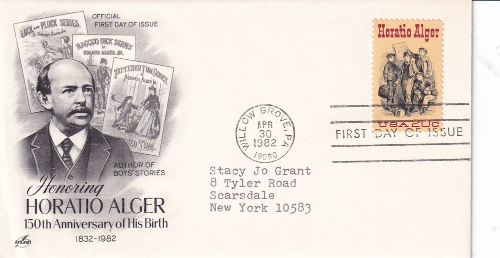 STAMP US SCOTT 2010 "Horatio Alger" 20 CENT 1982 FDC - A