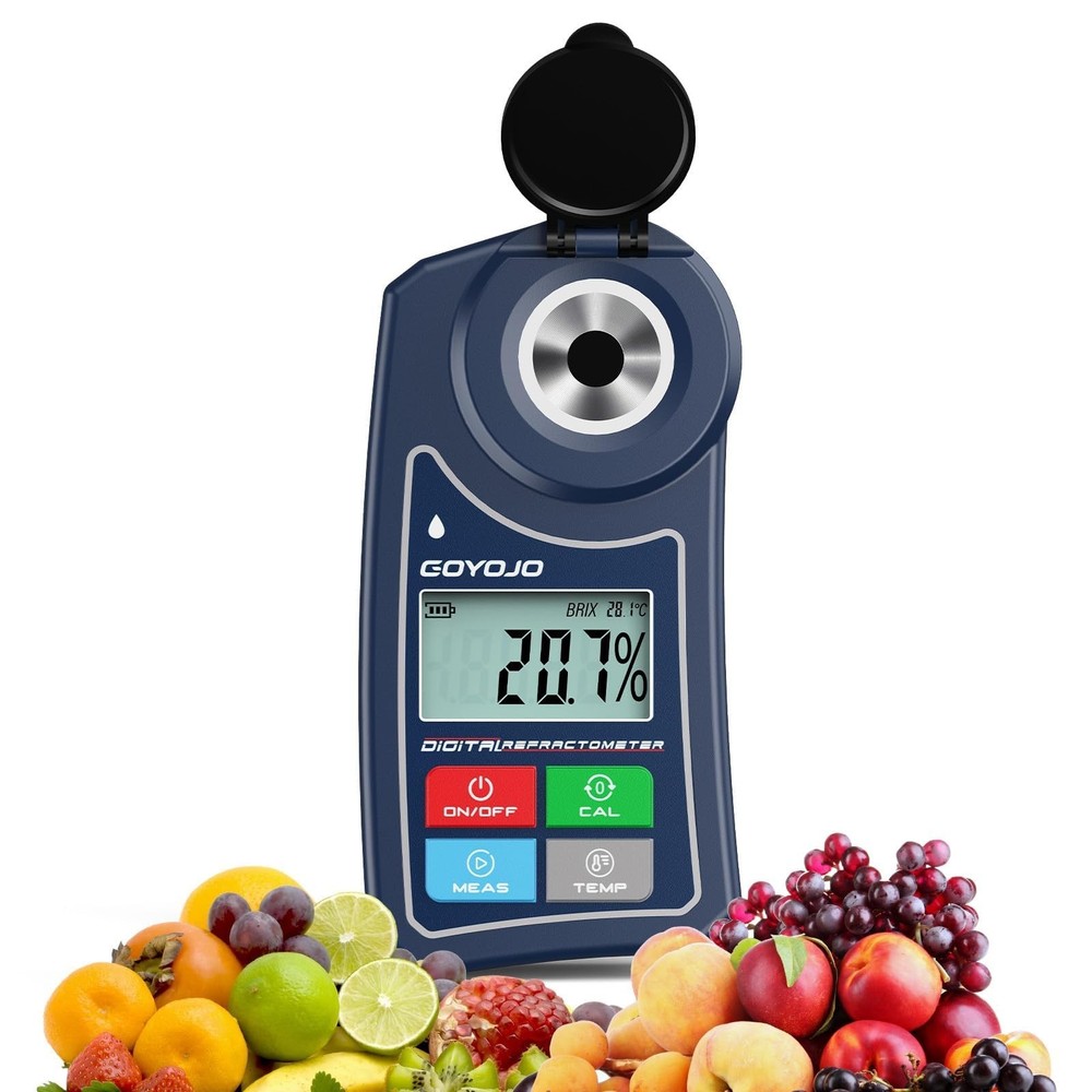 Digital Brix Refractometer 0-55% Range Meter ±0.5 Brix/1℃ Accuracy with Case