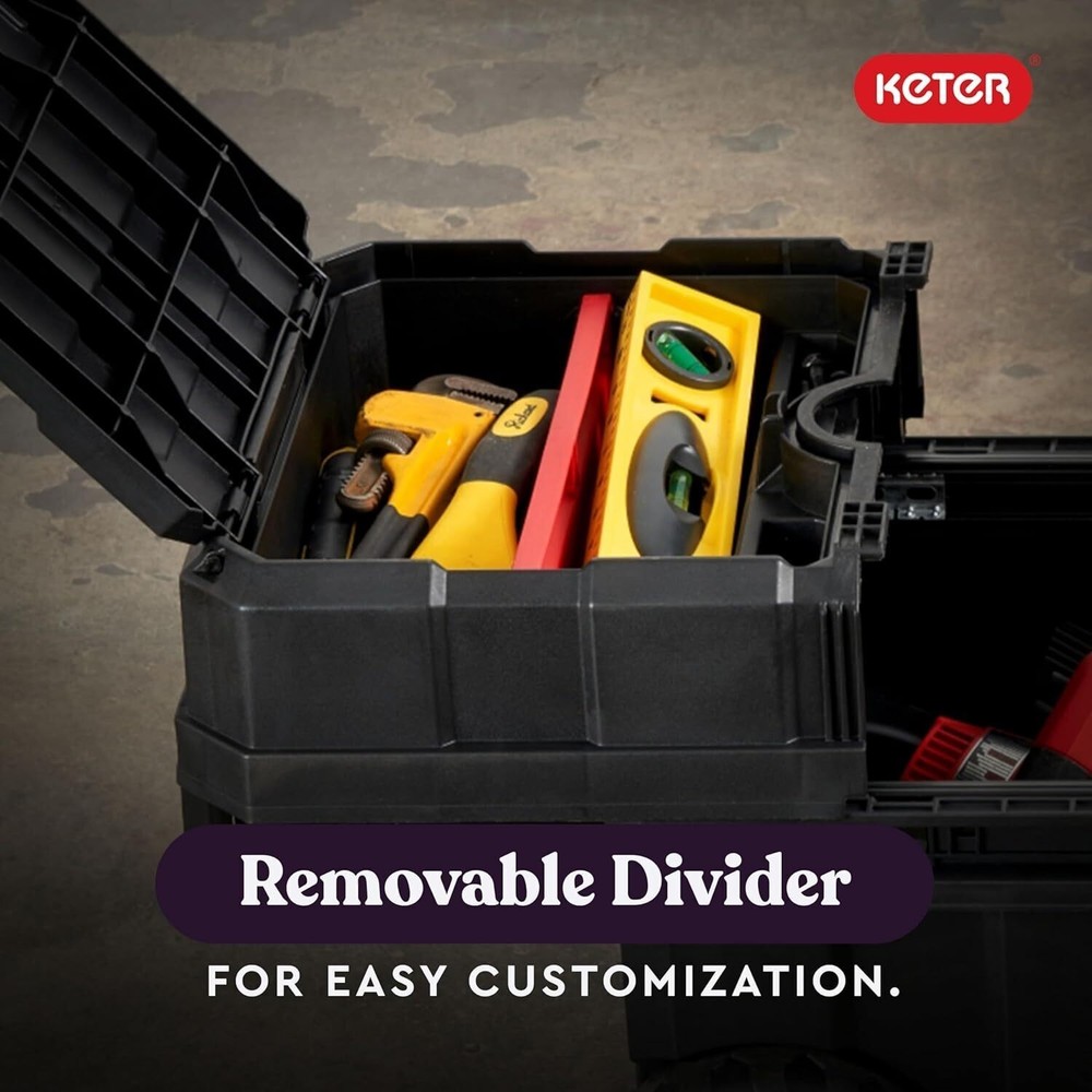 Masterloader Resin Rolling Tool Box W/ Locking System Removable Bins Perfect New