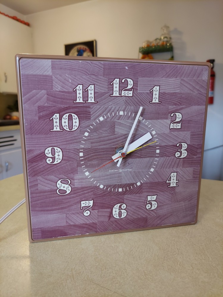 Vintage General Electric Kitchen Wall Clock Square WORKS