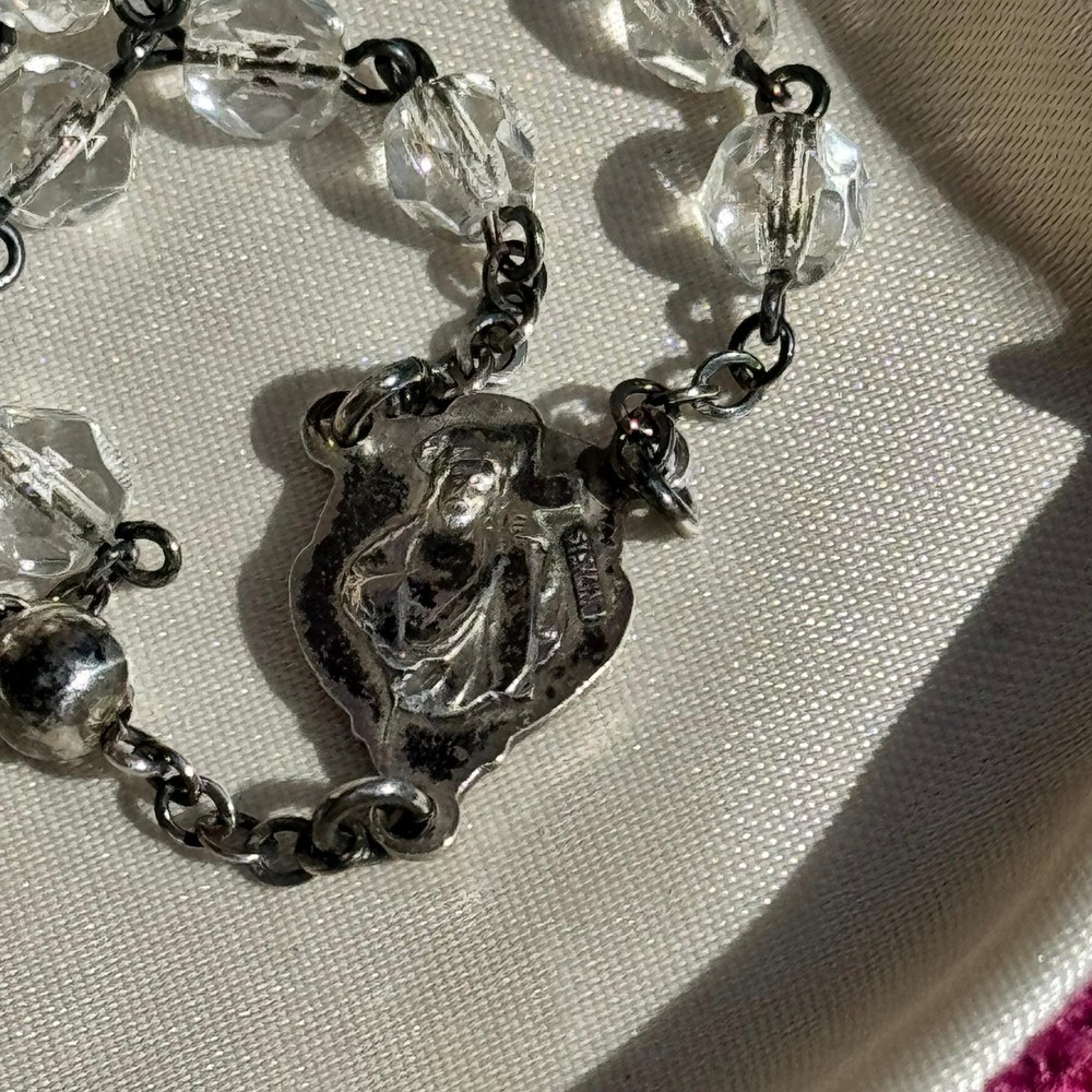Vintage Sterling Silver & Glass Bead Rosary