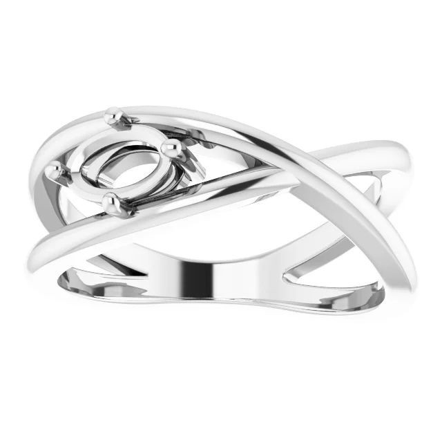 Semi Mount Ring Setting Oval 6x4mm Solitaire Ring Crossover Band 925 Silver