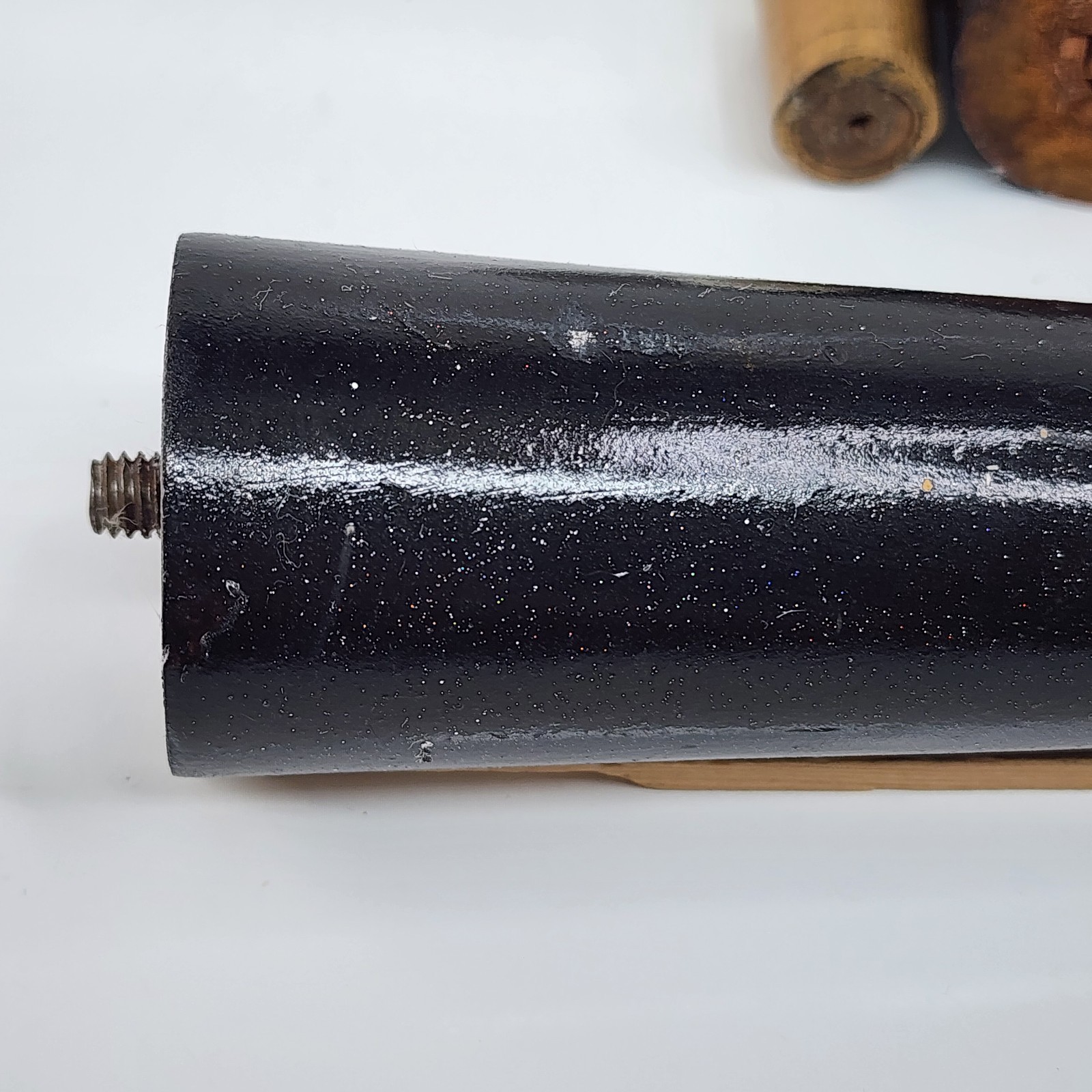 Vintage MCM Tapered Wood Furniture Legs 12" Black Brass Caps Mid Century Modern