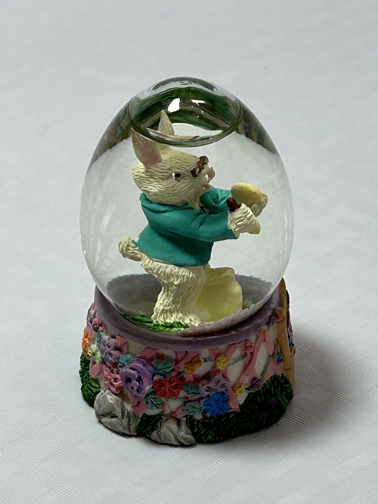 Vintage Easter 3” Rabbit Bunny Snow Globe