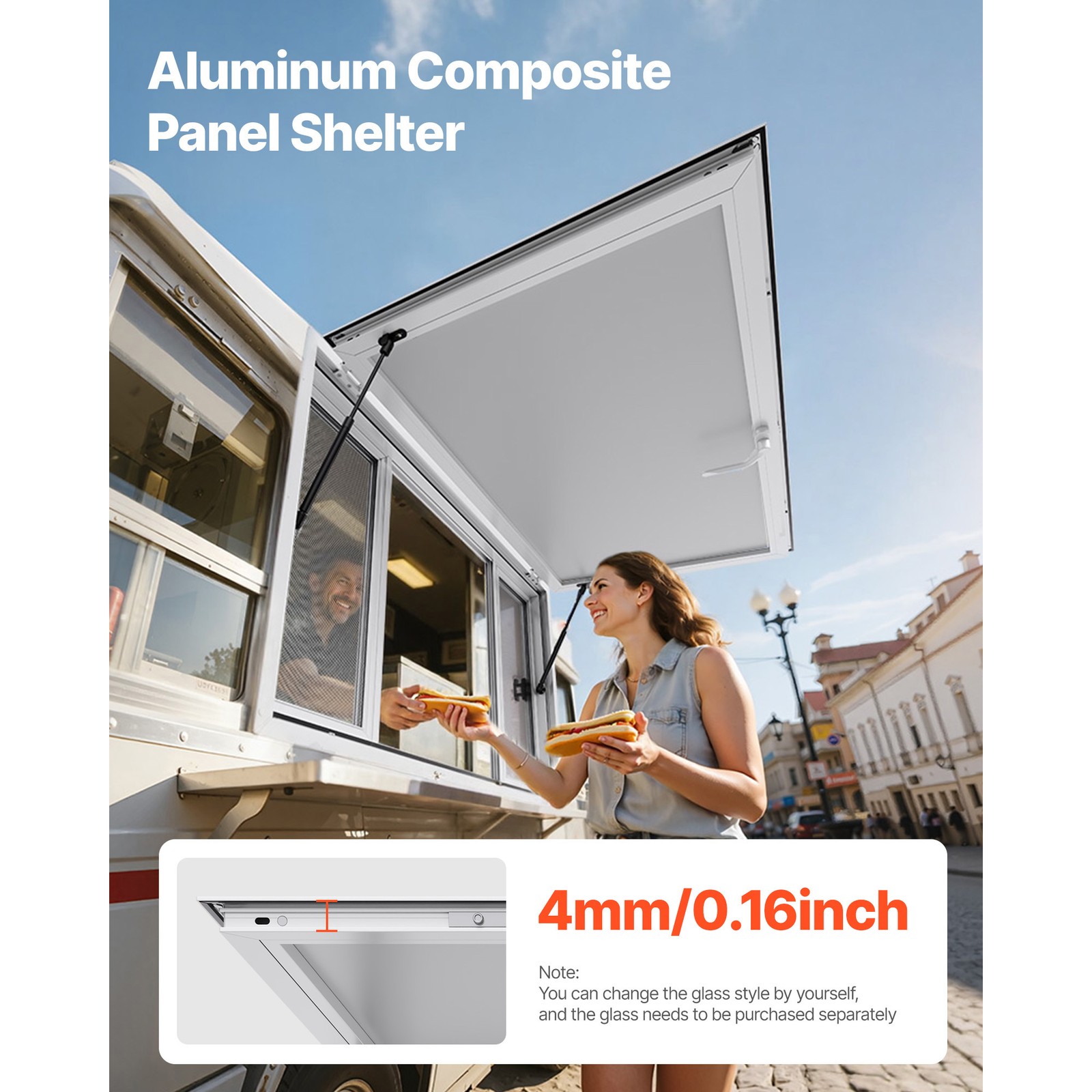 Uimoso 53x33in Aluminum Alloy Food Truck Service Window with Awning