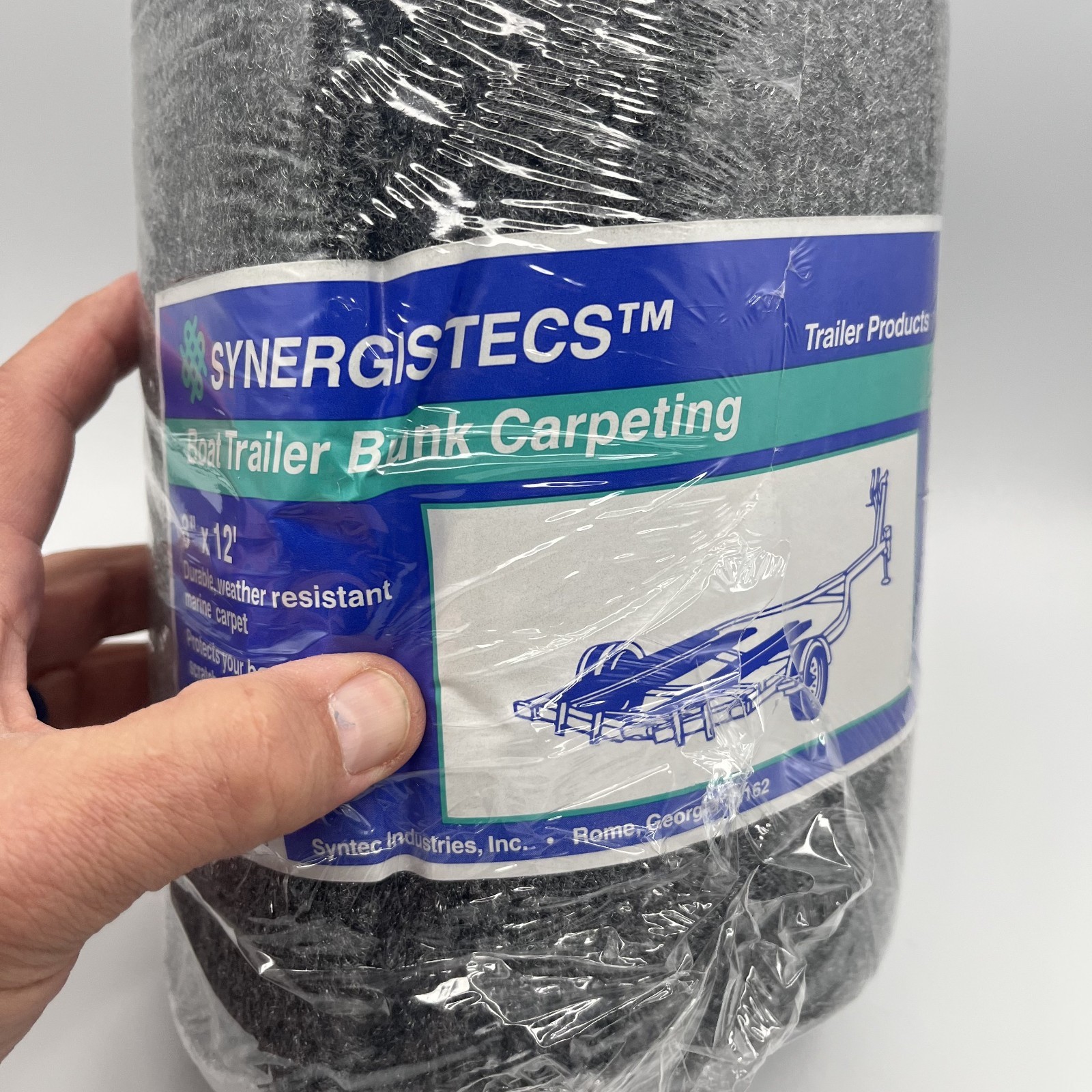 Syntec 8" x 12' Charcoal Trailer Bunk Carpeting for Boat Trailers - 16oz