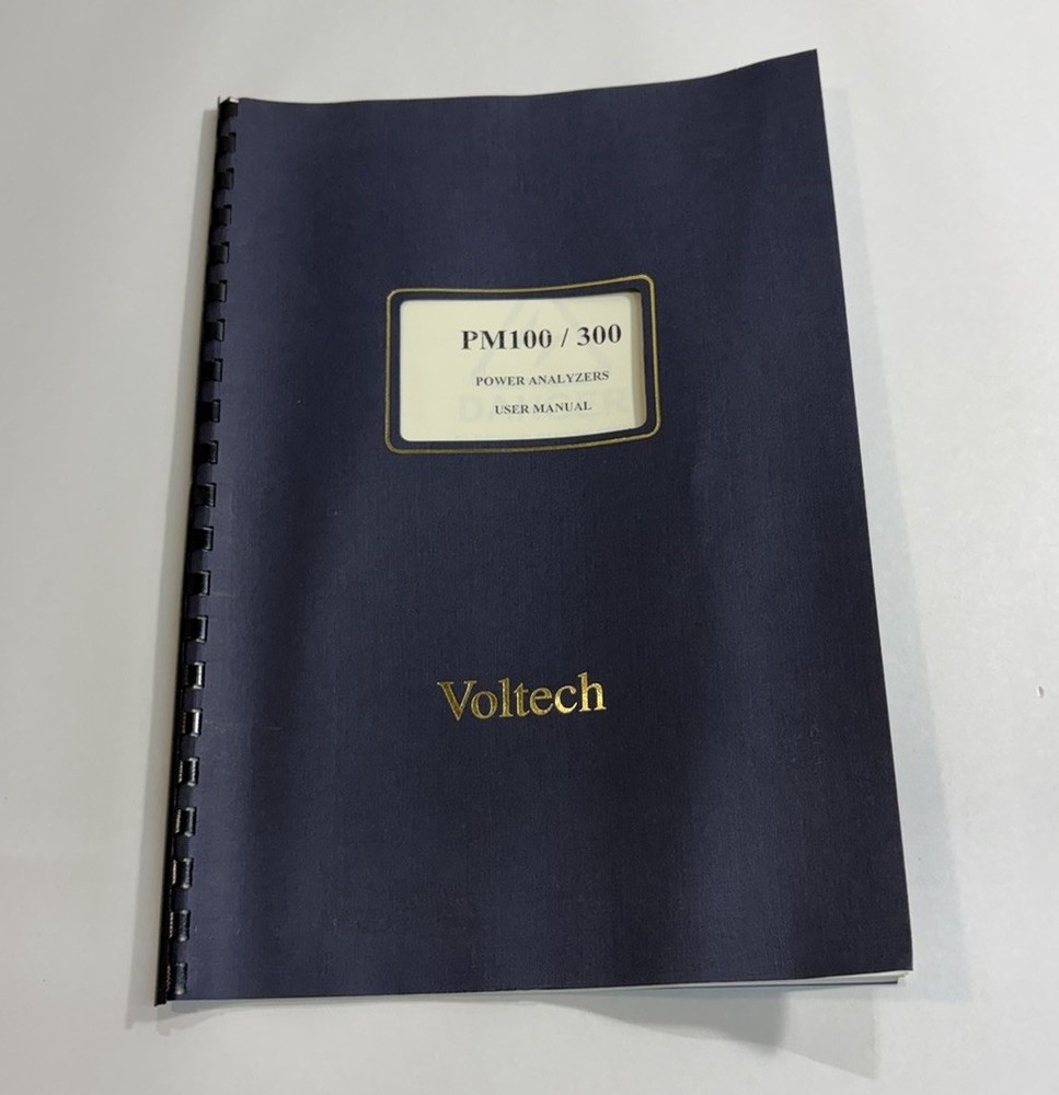 Voltech PM100 PM300 Power Analyzer Instruction Manual Voltech User Manual Guide