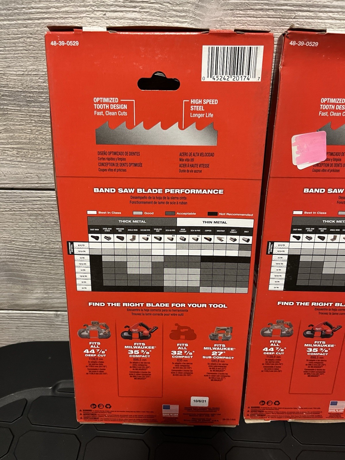 Lot Of (2) Milwaukee 48-39-0529 18 TPI Compact Portable Band Saw Blade 3-Pack