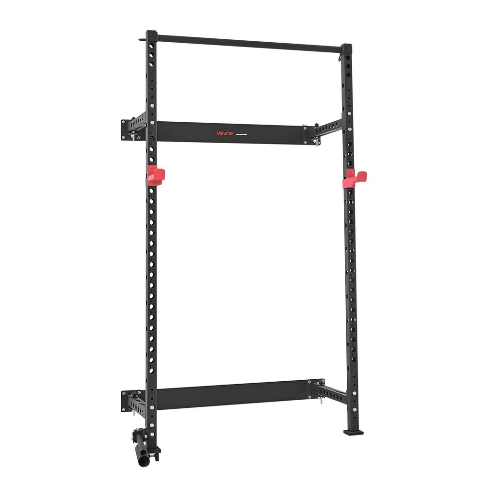 Space-Saving Folding Power Rack: 1000lb, Adjustable J-Hooks & Pull-Up Bar