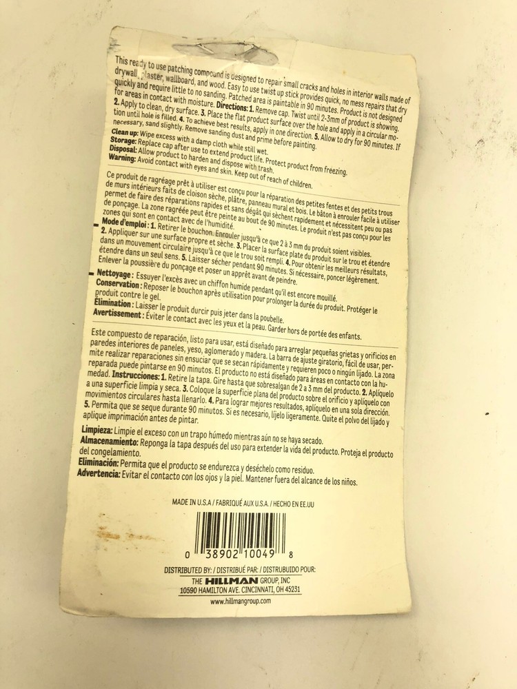 Patch Up Compound Touch Up Stick For Walls