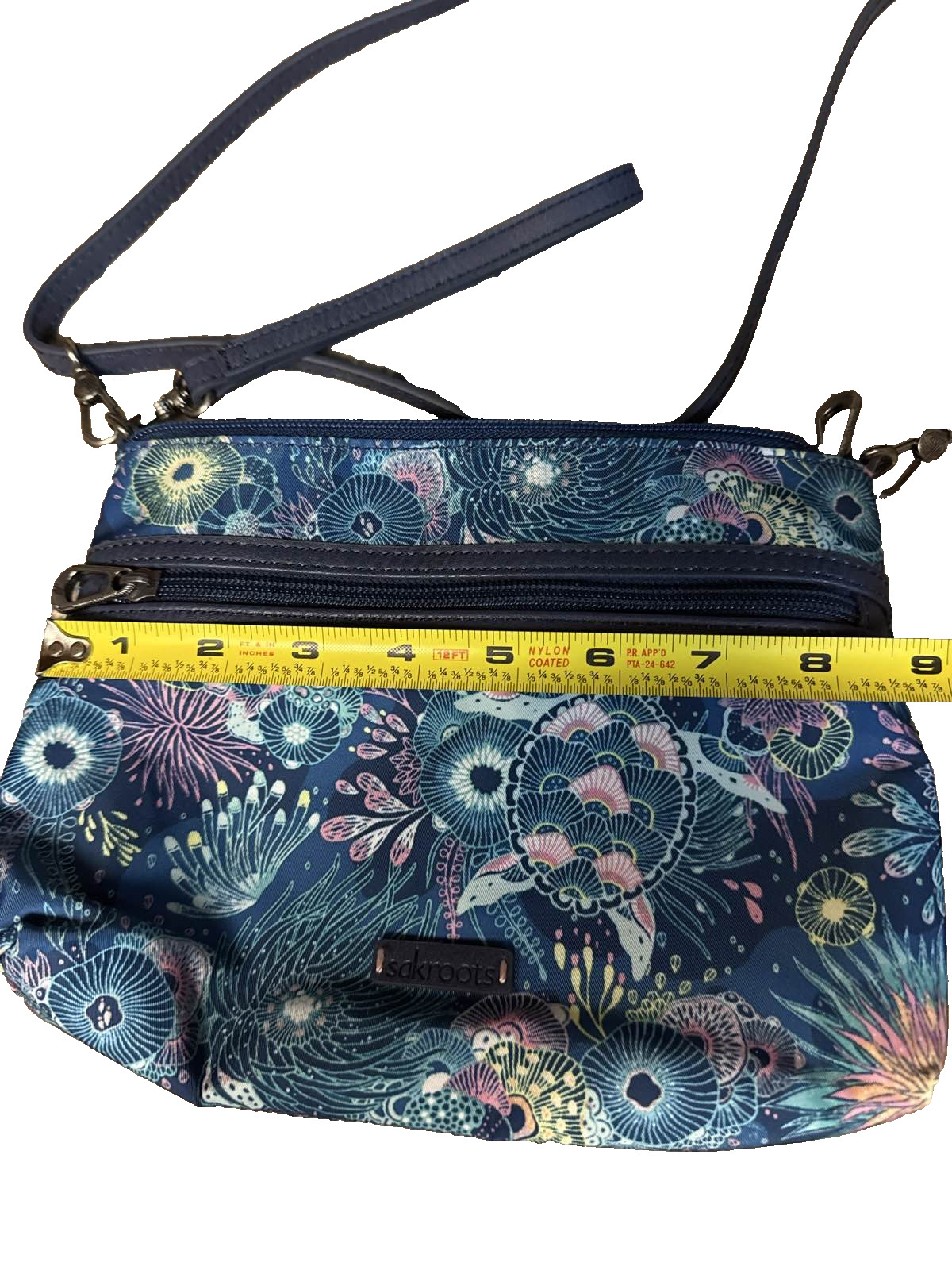 Sakroots Crossbody Bag Royal Blue Eco Twill Triple Zip Purse, EC, BOHO