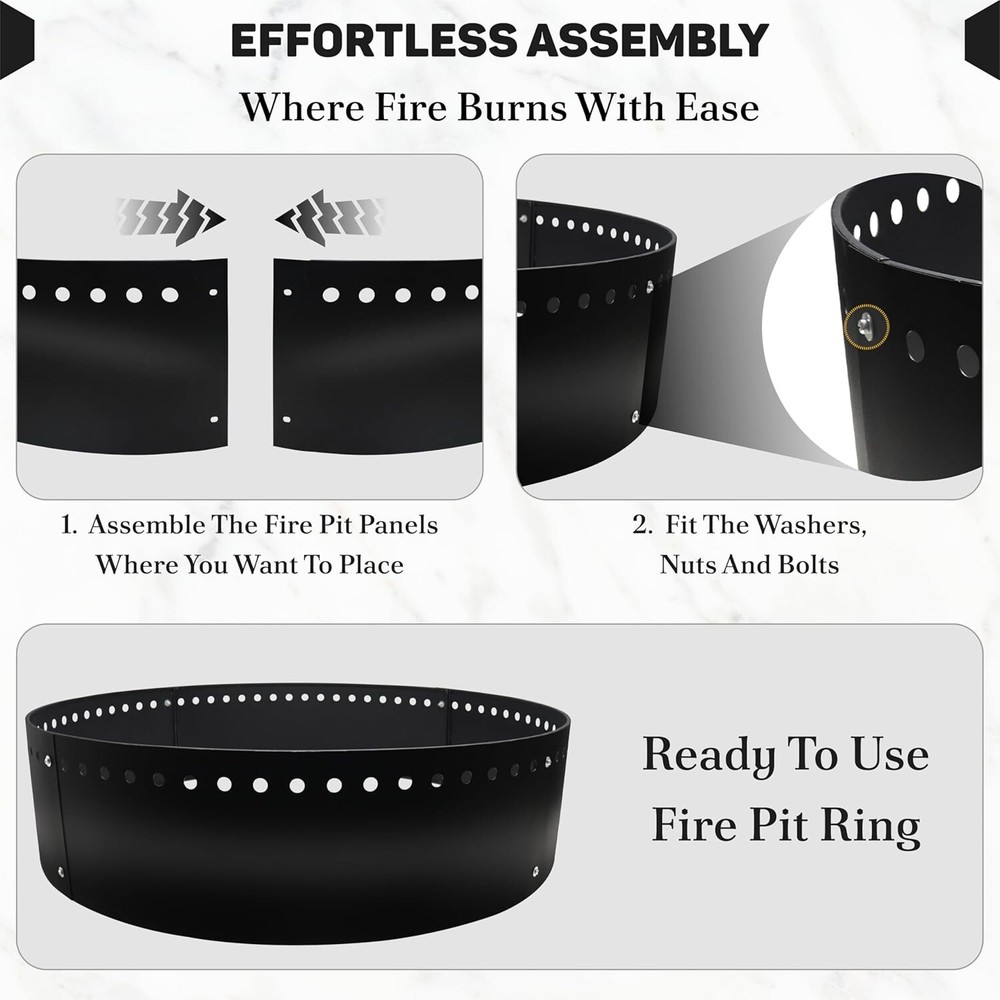 FEBTECH 48" Smokeless Fire Ring for Outdoor Fire Pits
