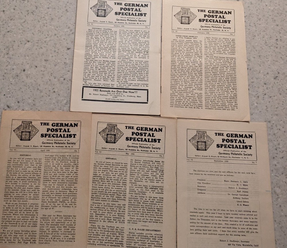 Five Vintage 1955 German Postal Specialist Newsletters Post War Saars History