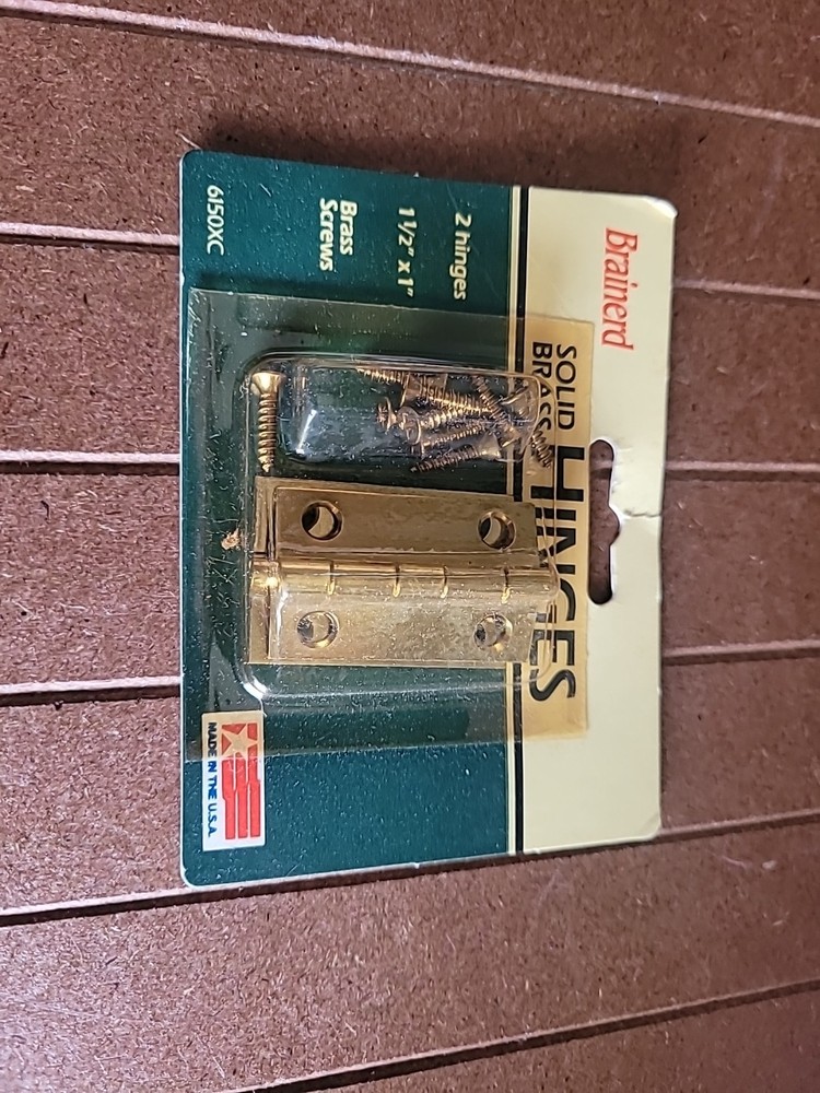 1 Pair Vintage BRAINERD Solid Brass Butt Hinges #6150XC - Made in USA!!