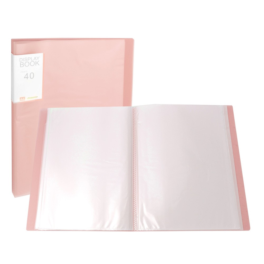 9.4x12.2" Binders with Plastic Sleeve, PP 40 Pockets Sheet Protector, Pink