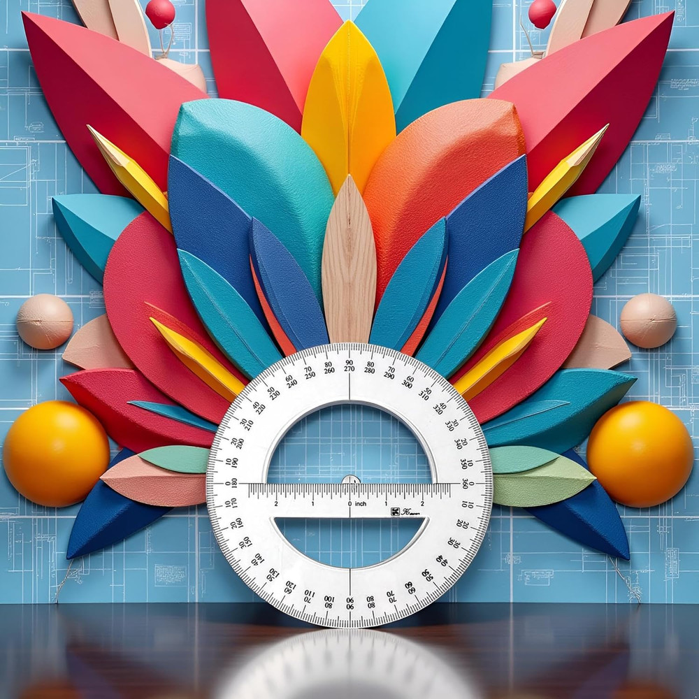 360 Degree Protractor Ruler, 6 Inch, round Circle Protractor for Math Geometry