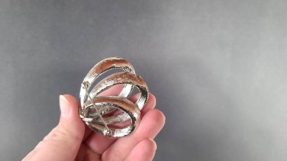 Monet Silver Triple Loop Bow Brooch