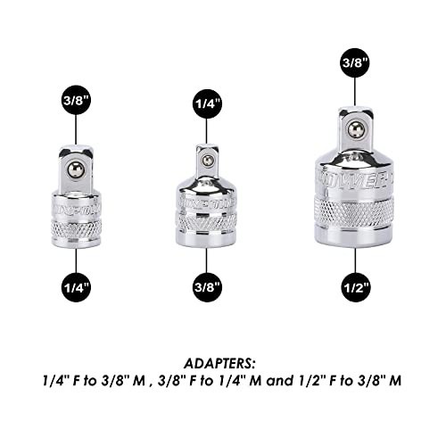 10-Piece Drive Tool Accessory Set - Socket Adapters, Extension Bars, Universal J