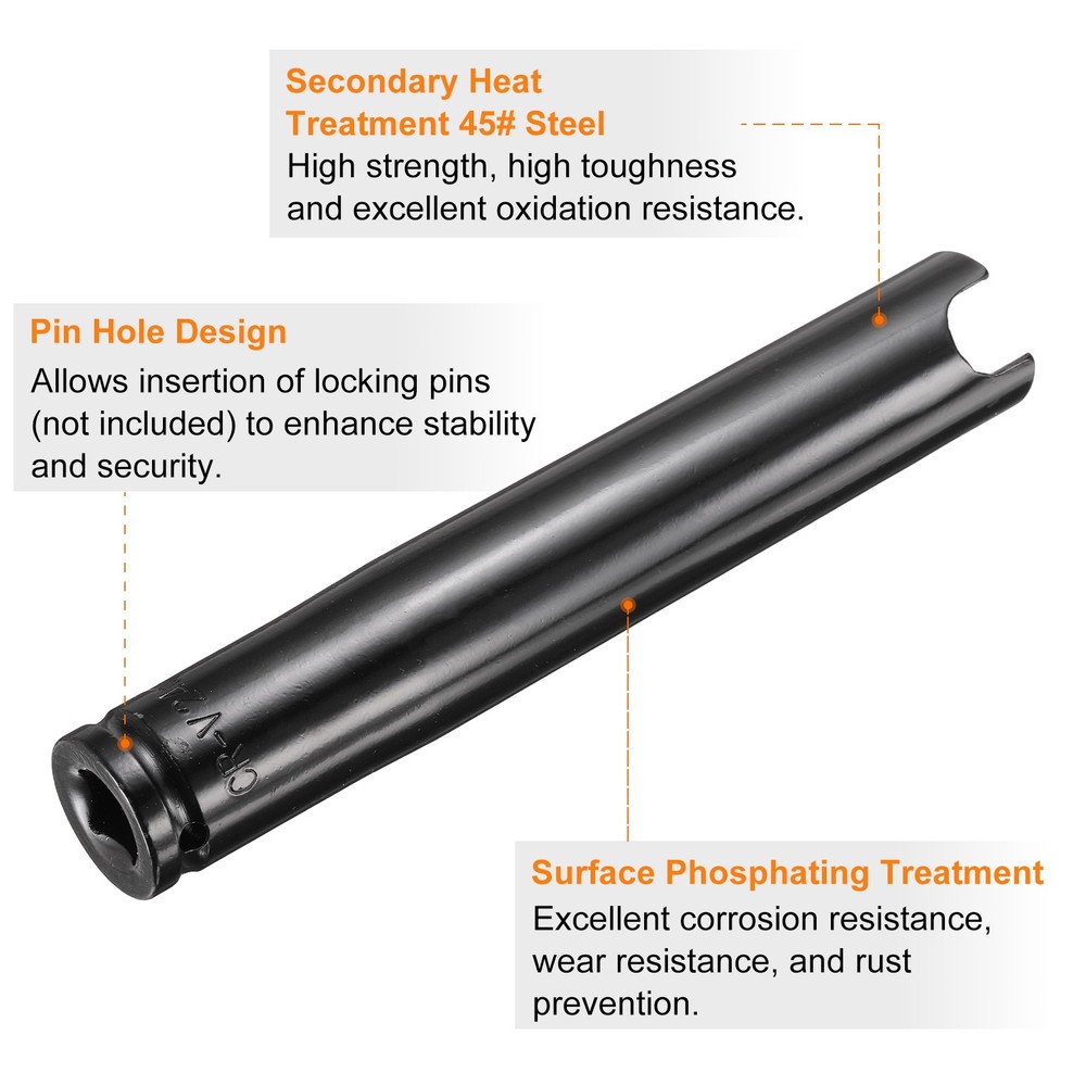 3pcs 6-Point Slotted Deep Impact Socket 1/2" Drive 24mm Socket 7.6" Long