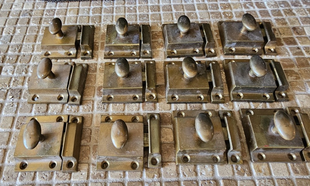 Russwin Cupboard/ Cabinet Door Latches- Solid Brass w/ Keepers