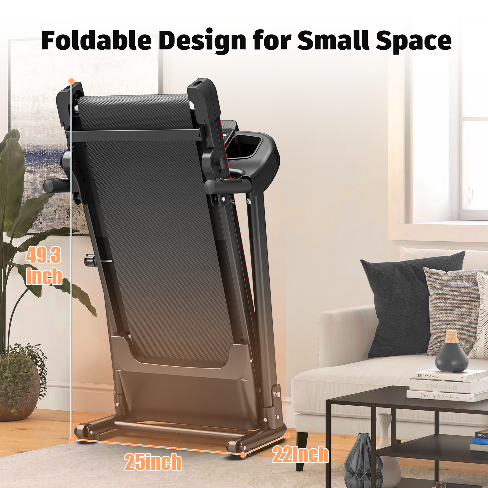 2.5 HP Foldable Treadmill for Home with Incline Electric Running Joggintreadmill