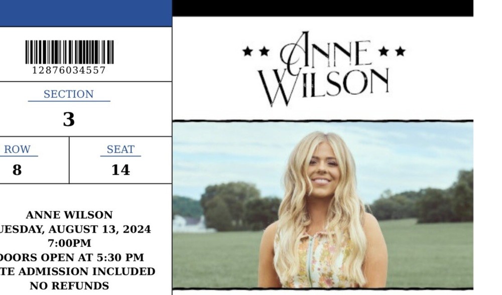 Anne Wilson Tickets( WV Fair) August 13
