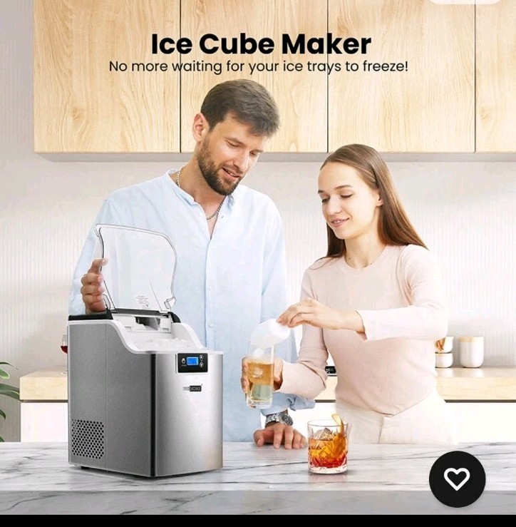 44lbs/Day Electric Chewable Nugget Ice Cube Maker Machine Self-Clean Function