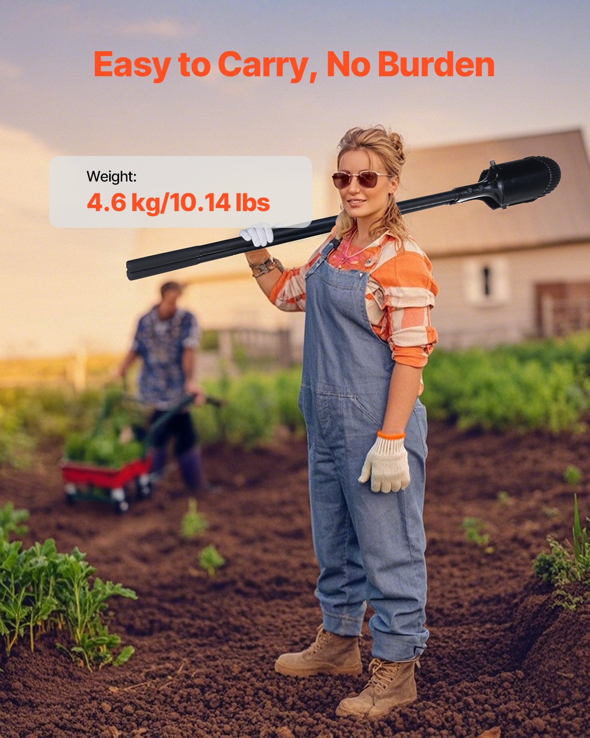 Manual Post Hole Digger 57.5 in Fiberglass Handle with Scale