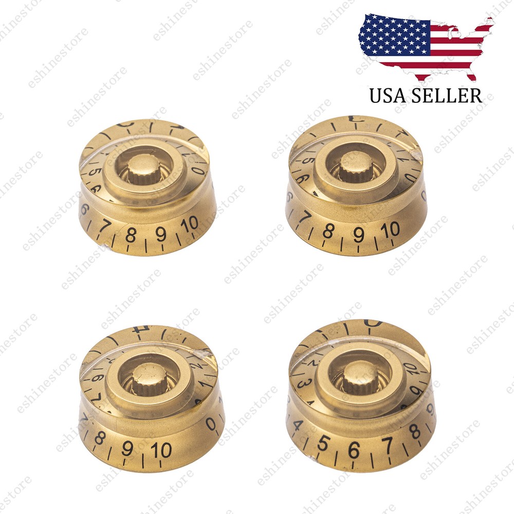 4 Pcs Golden Amber Guitar Control Knobs Speed Knobs for Les Paul SG Guitar