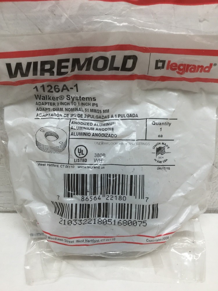 Wiremold 1126A-1 Walker Systems Adapter 2” To 1” IPS