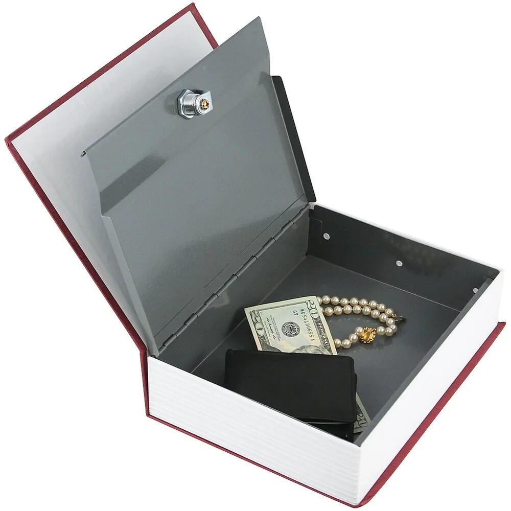 Dictionary Book Safe with Key Lock – Hidden Security Box – Large Red