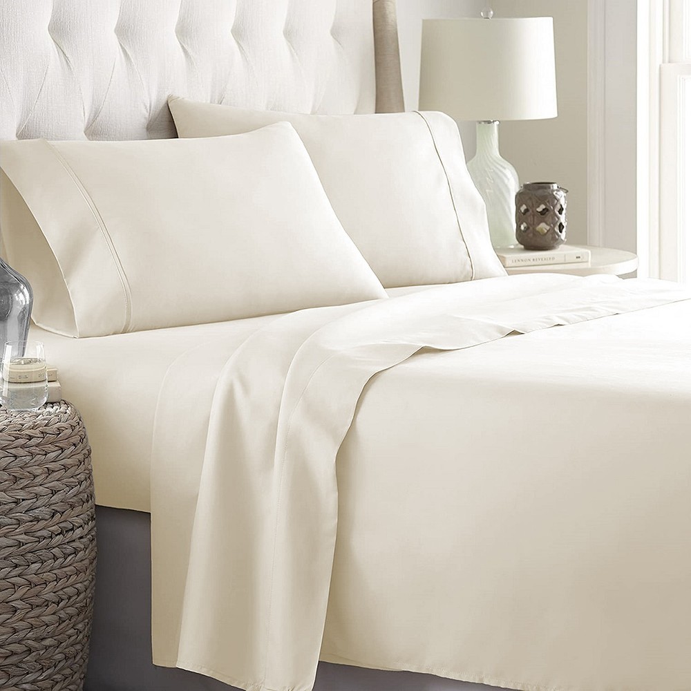 Lovely Solid Ivory Sheet Collection 1000/1200 TC 100% Cotton