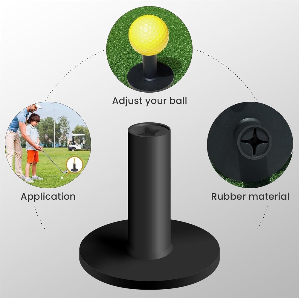 Golf Rubber Tee Driving Range Value 5 Pack for Indoor Outdoor Practice Mat, Tee