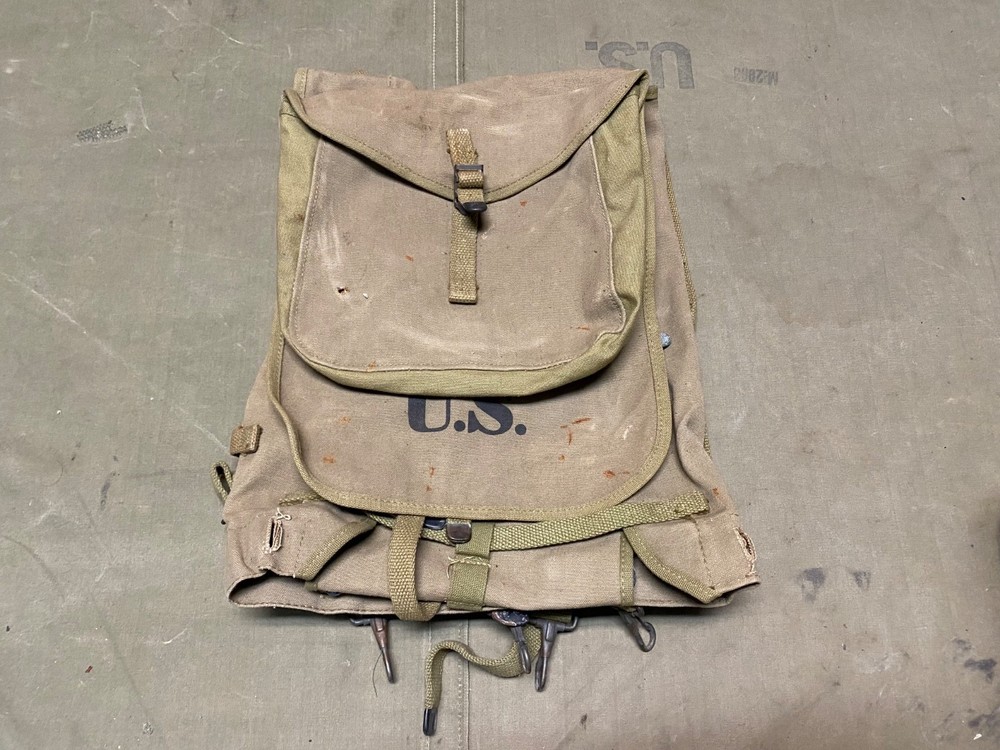 ORIGINAL WWII US ARMY M1942 COMBAT FIELD HAVERSACK BACKPACK-OD#3