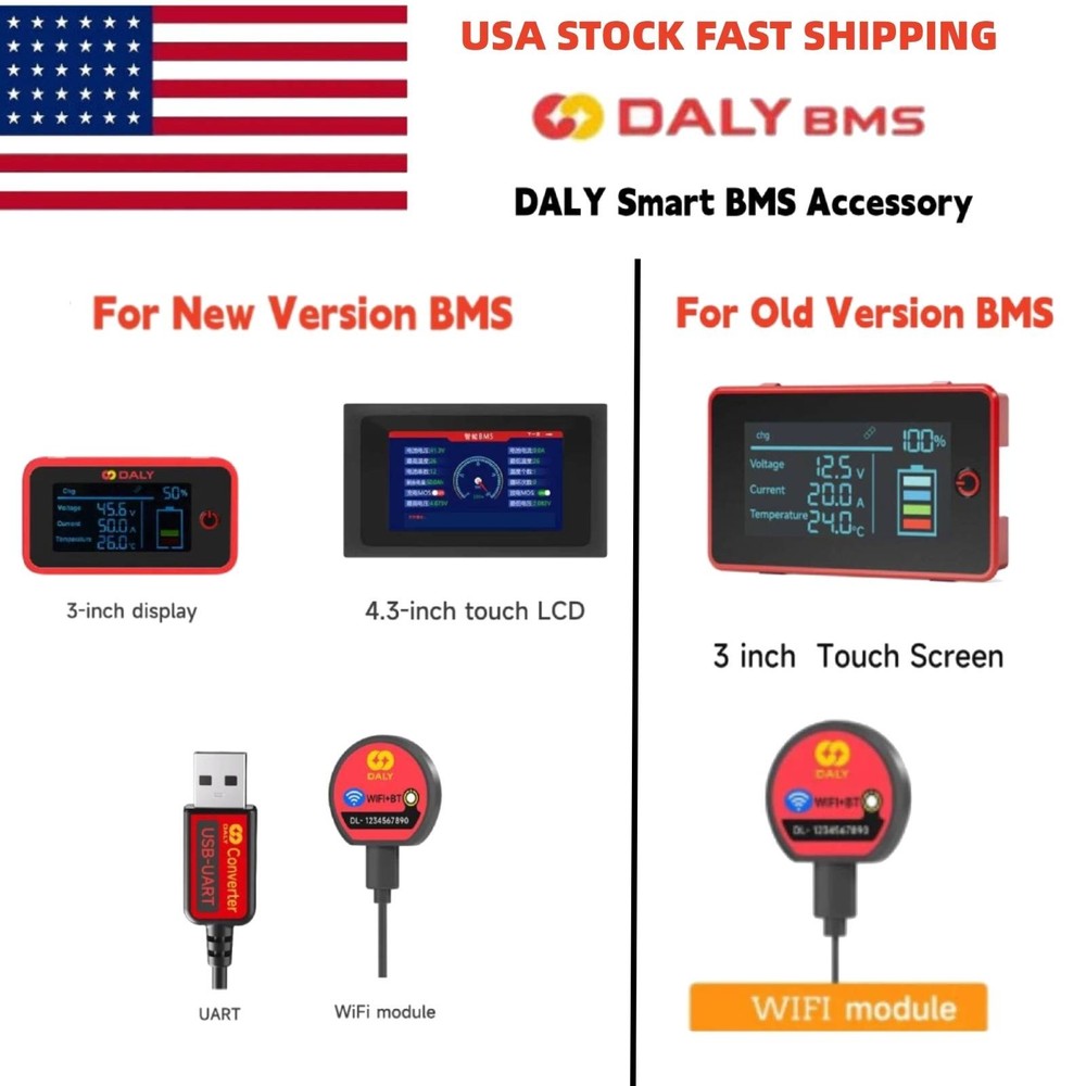 DALY New / Old Version BMS Smart BMS Accessory LCD Display/WiFi Module/UART US