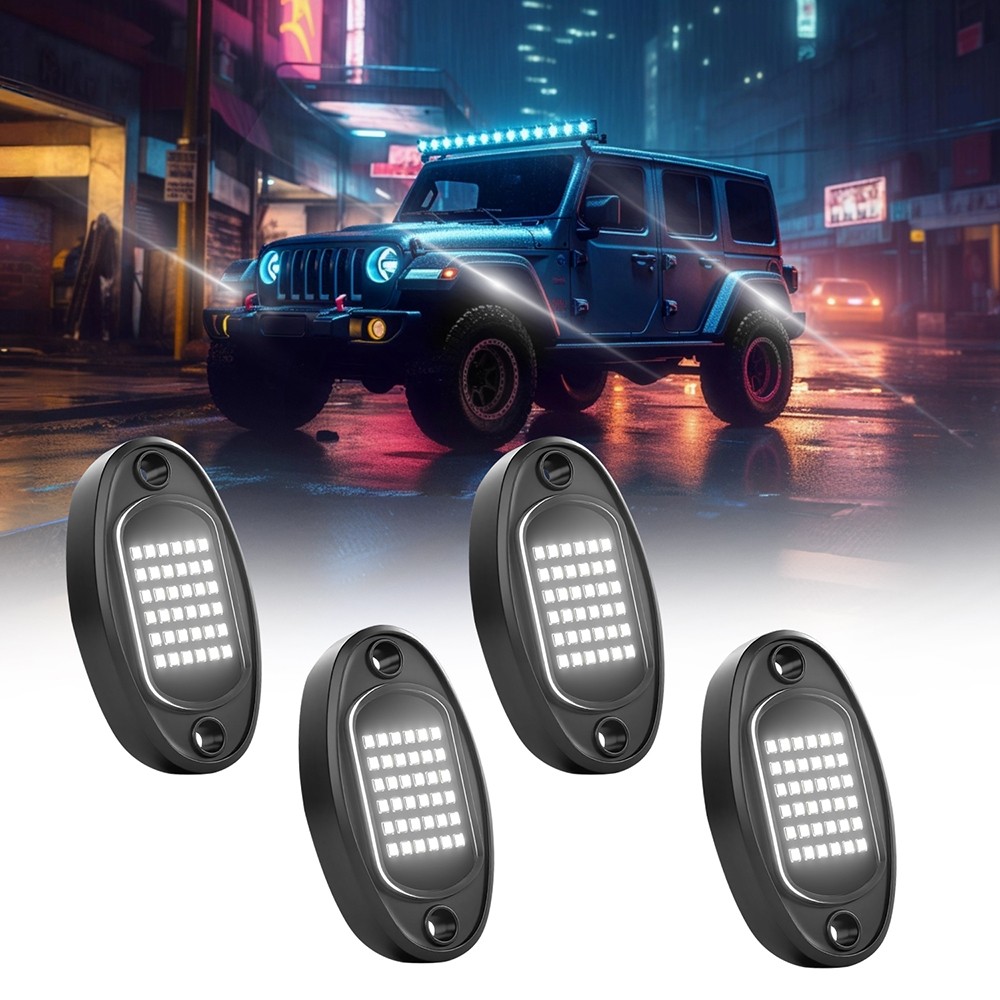 8 x Pure White LED Rock Lights Underbody Glow Lamp for Offroad SUV Pickup Truck