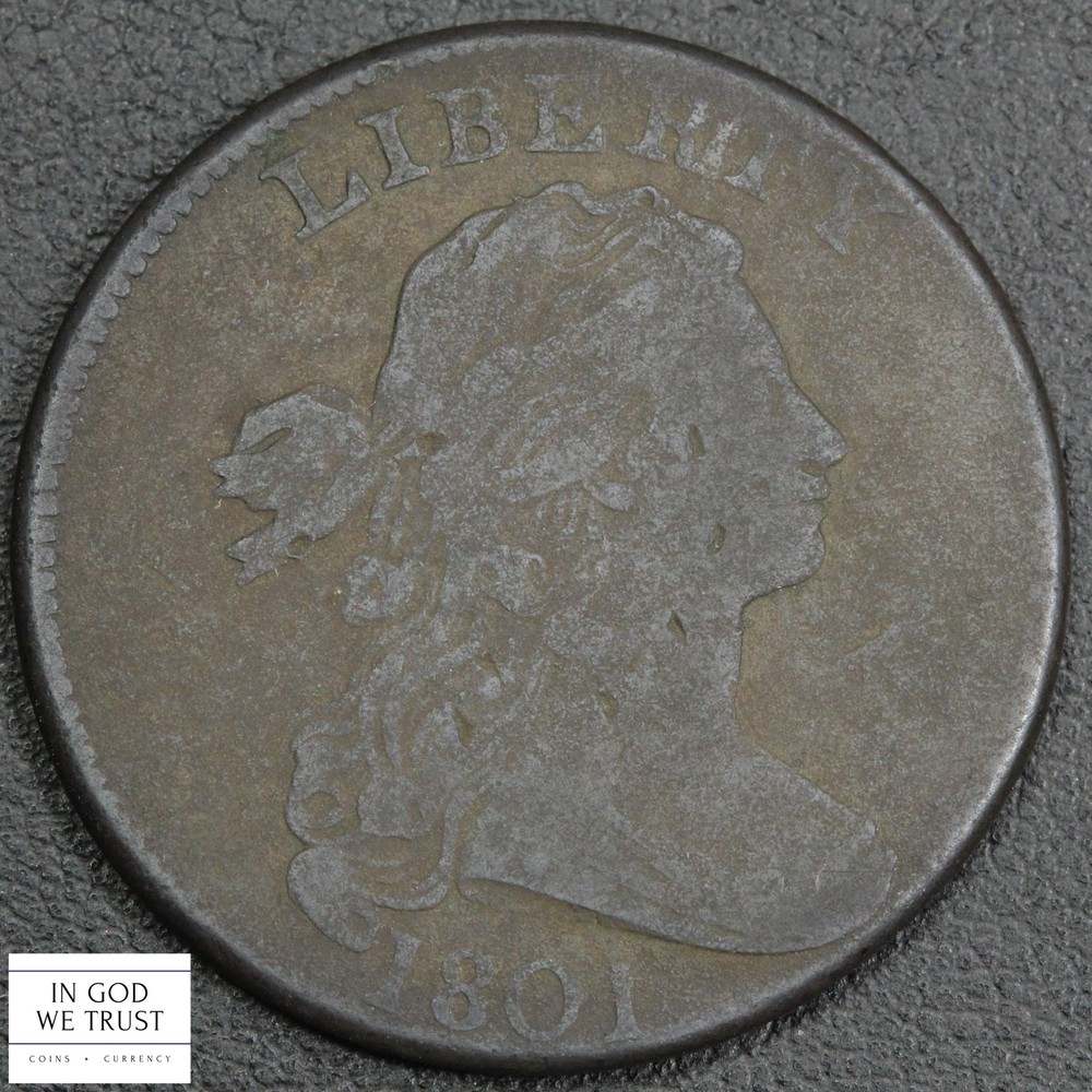 1801 Draped Bust Copper Large Cent 1C - Corrosion