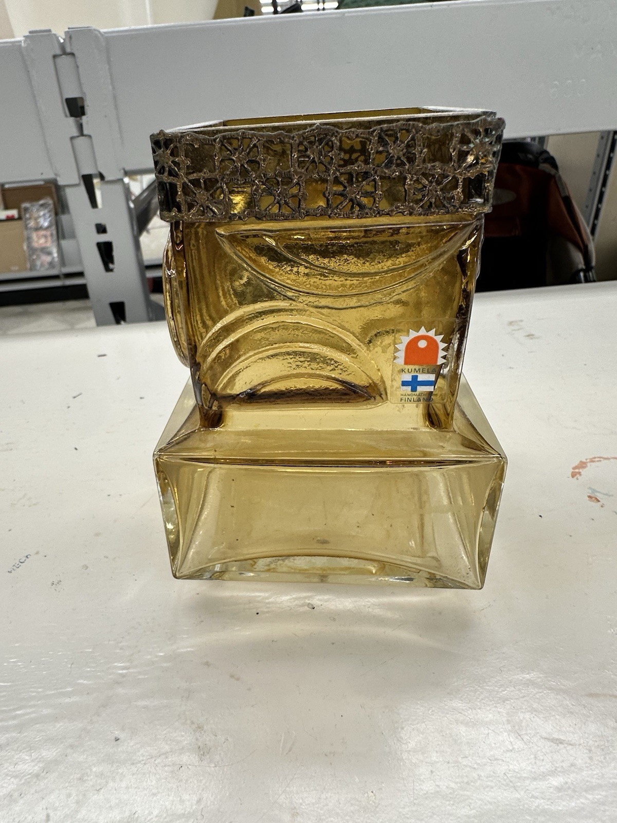 Art Glass Vase By Pentti Sarpaneva For Oy Kumela, 1960s Brutalist Mid-Mod 5-1/2"