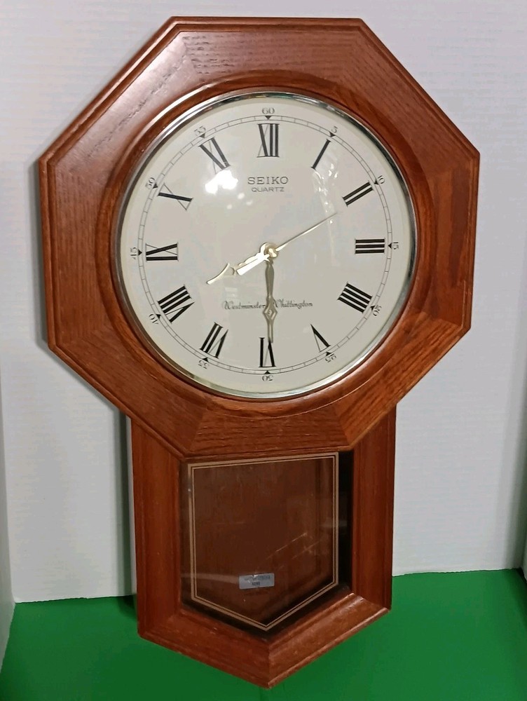 Seiko Quartz Westminster Whittington Chime Wall Clock Tested Missing Pendulum