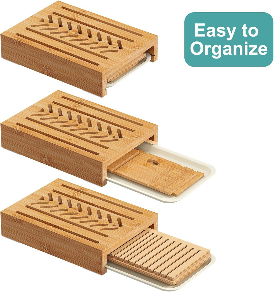 Bamboo Bread Slicer, Adjustable Width Bread Slicer for Homemade Bread, Crumb Cat