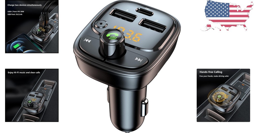 Dual USB Fast Charging Bluetooth FM Transmitter: Perfect for Safe Driving