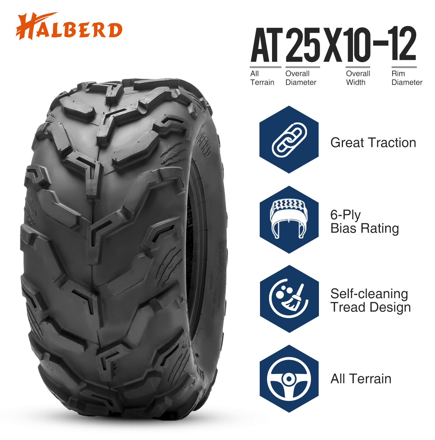 Full Set 4 25x8-12 25x10-12 ATV Tires 25x8x12 25x10x12 UTV Mud All Terrain 6PR