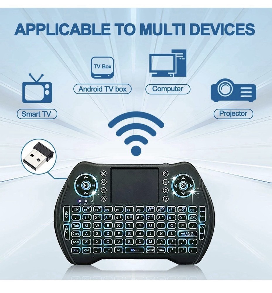 Backlit Mini Wireless Keyboard Touchpad Mouse Combo with Rechargable Li-Ion Batt