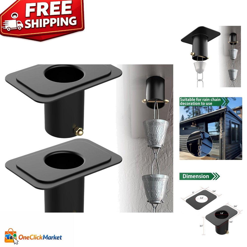 Durable Black Rain Chain Gutter Adapter - 2 Pack for Elegant Outdoor Decor