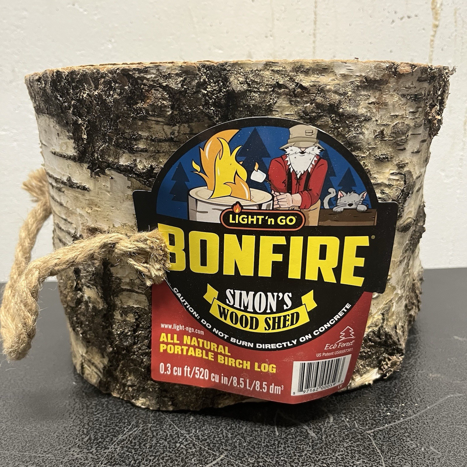 NEW!!! Light 'N Go Portable Bonfire Birch Wood Log - Natural Indoor Outdoor