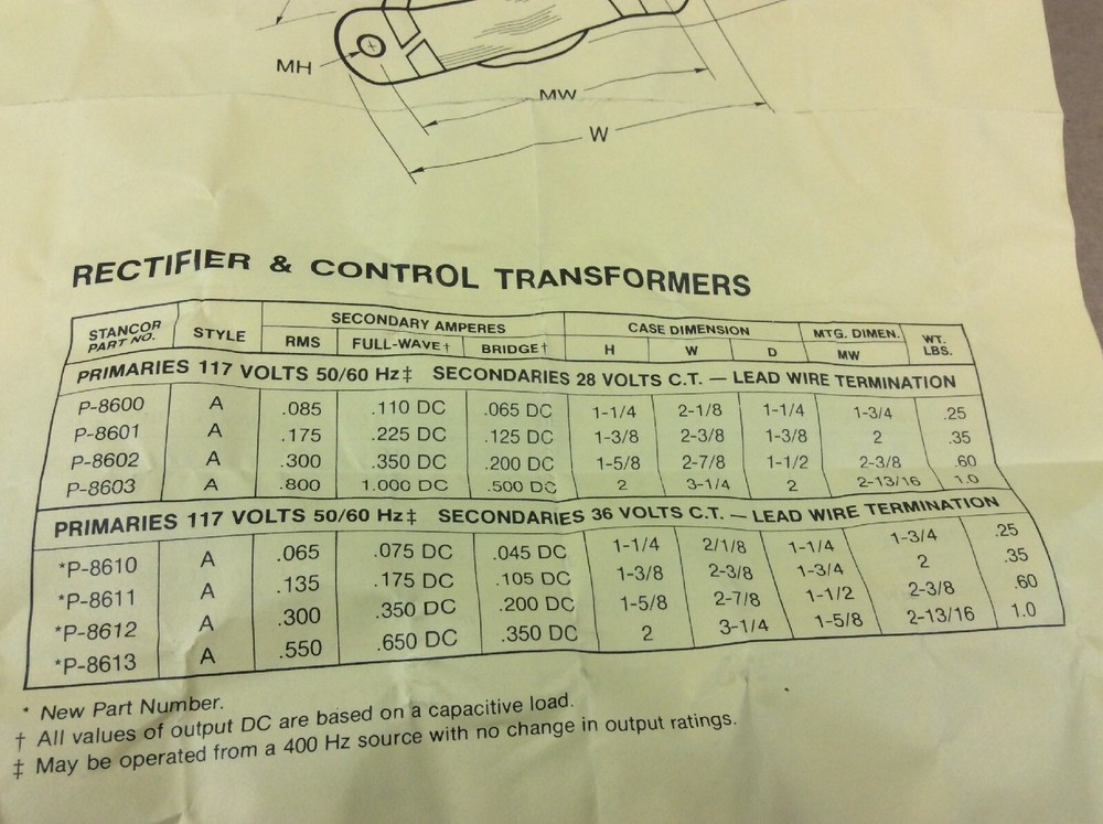 Stancor P-8601 Filament Transformer 117 Volt 50-60 Hz New In Box
