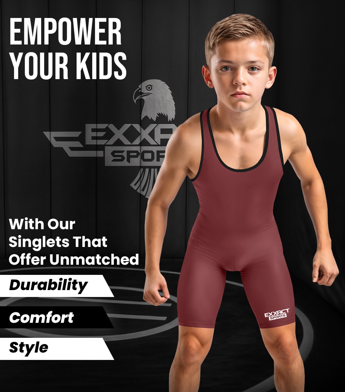 Exxact Sports Plain Wrestling Singlet Single Ply - Youth Wrestling Singlet
